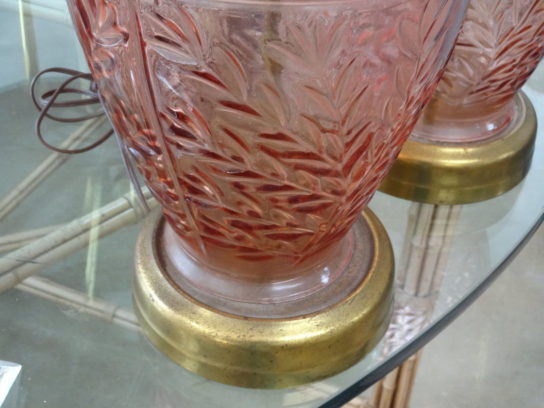 Pretty in Pink Glass Leaf Lamps