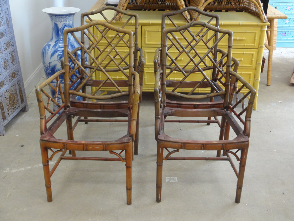 4 Faux Bamboo Chippendale Chairs
