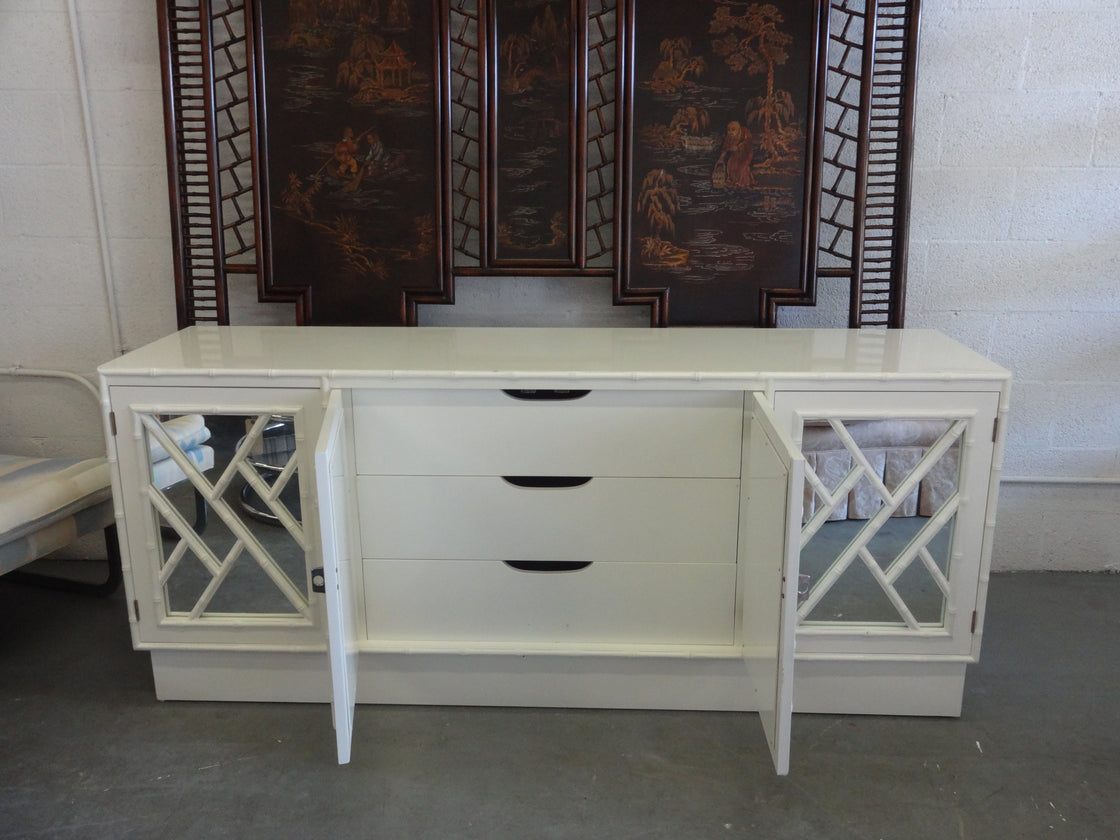 Faux Bamboo Chippendale Credenza