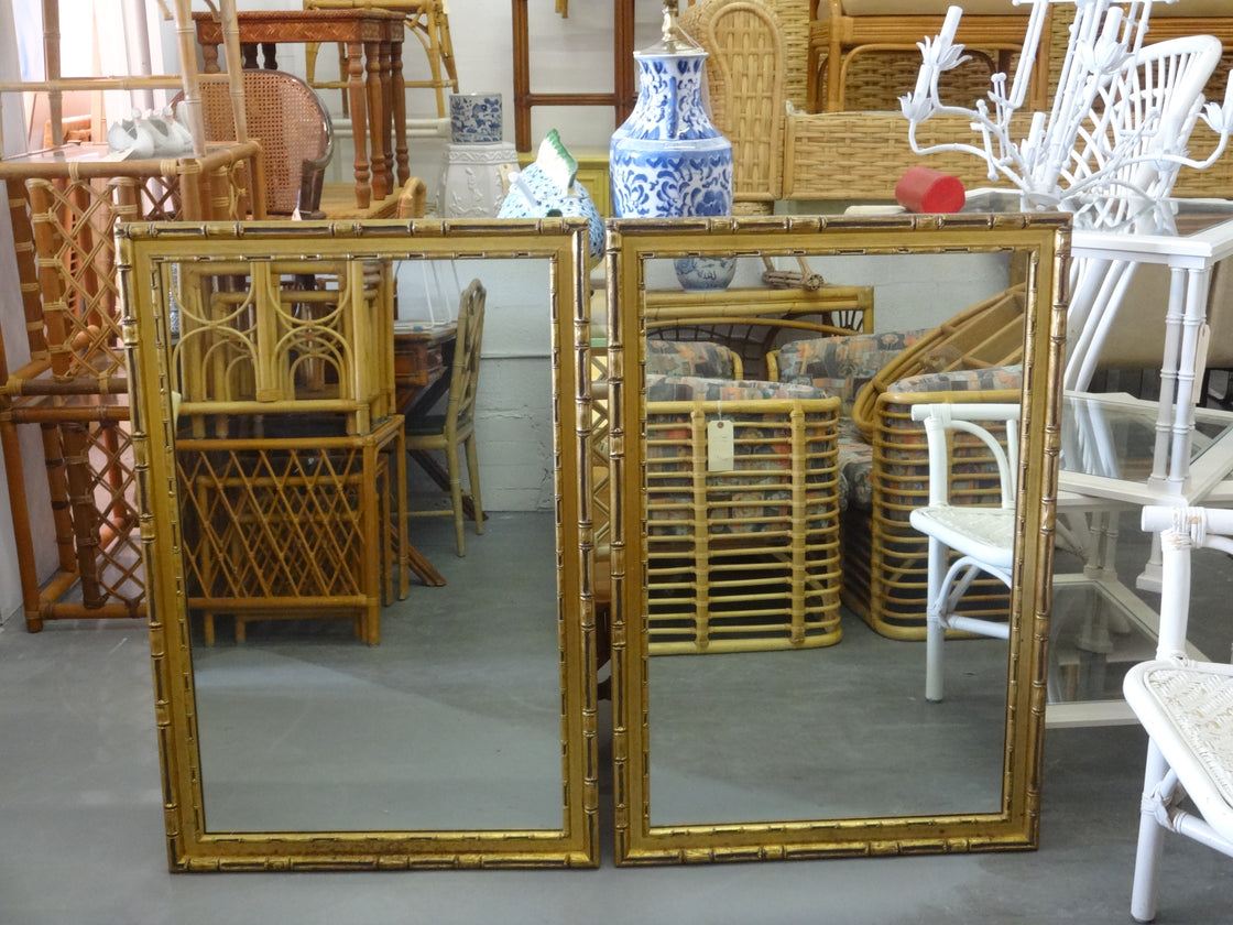Gold Gilt Faux Bamboo Mirrors